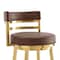 Homeroots 26" Coffee and Gold Faux Leather and Stainless Steel Low Back Counter Height Swivel Bar Chair 569166 - alternate 6
