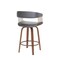 Homeroots 26" Gray And Wood Brown Faux Leather Swivel Counter Height Bar Chair 534466 - alternate 4
