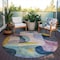 Homeroots 8' Green Purple And Pink Round Abstract Washable Indoor Outdoor Area Rug 604440 - alternate 3