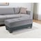 Homeroots 48" Gray and Brown Chenille And Faux Leather Tufted Storage Ottoman 608927 - alternate 1
