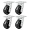 Hyw Products Heavy Duty Caster Set 5in Rubber on Cast Iron Wheels, 4 Swivel, 4PK 40-50S-A1-RC-4 - alternate 1