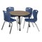 Regency Round Kee Mobile Adjustable Classroom Table W/ 4 Andy Chairs, 36 in W, 36 in L, Noble Oak TB36RNDNOAPCBK40NV - alternate 1