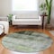 Homeroots 8' Olive Green Round Ombre Washable Indoor Outdoor Area Rug 563660 - alternate 5