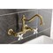Kingston Brass Two-Handle Wall Mount Bridge Kitchen Faucet, Brushed Brass KS1247PX - alternate 4