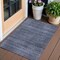 Homeroots 3' X 5' Navy Blue And Gray Striped Washable Indoor Outdoor Area Rug 588100 - alternate 1