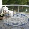 Homeroots 8' Navy Blue Ivory And Gray Round Oriental Washable Indoor Outdoor Area Rug 596640 - alternate 6