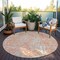 Homeroots 8' Coral And Ivory Round Abstract Washable Indoor Outdoor Area Rug 612925 - alternate 4