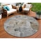 Homeroots 8' Gray Ivory And Brown Round Abstract Washable Indoor Outdoor Area Rug 596868 - alternate 1