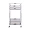Homeroots 29in Silver Metal and Mirrored Glass Rolling Bar Cart With Wine Storage 402582 - alternate 5