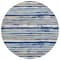 Homeroots 8' Navy Blue Beige And Ivory Round Striped Washable Indoor Outdoor Area Rug 598910 - alternate 6