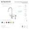 Kingston Brass Two-Handle Single-Hole Kitchen Faucet with Brass Sprayer, Brushed Brass KS1767ALBS - alternate 3