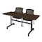 Regency Kobe Flip-Top Training Nesting Table W/ 2 Knight Mesh Chairs, 60 in W, 24 in L, Neo Walnut MKFT6024NW56CBK - alternate 1