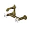 Kingston Brass Double-Handle Wall Mount Bathroom Faucet, Antique Brass KS7253PX - alternate 1