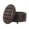 Niche Knight 28 in Large Round Pintucked Storage Ottoman with Lift off lid - Brown Faux Leather N6270TF - alternate 2