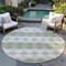 Homeroots 8' Artichoke Green Ivory And Beige Round Geometric Washable Indoor Outdoor Area Rug 597862 - alternate 3