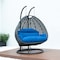 Leisuremod Charcoal Wicker Hanging 2 person Egg Swing Chair with Blue Cushions ESCCH-57BU - alternate 4