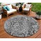 Homeroots 8' Gray Charcoal And Silver Round Abstract Washable Indoor Outdoor Area Rug 588470 - alternate 1