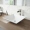 Vigo Hibiscus Modern White Matte Stone 16 in. L x 16 in. W x 5 in. H Square Vessel Bathroom Sink VG04004 - alternate 3