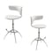 Homeroots Set of Two White and Silver Metal and Faux Leather Low Back Adjustable Height Bar Chairs, 2PK 555037 - alternate 3