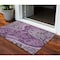 Homeroots 3' X 5' Purple And Charcoal Floral Medallion Washable Indoor Outdoor Area Rug 603191 - alternate 1