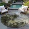Homeroots 8' Brown Light Gray And Black Round Abstract Washable Indoor Outdoor Area Rug 603043 - alternate 5
