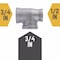 B & K 3/4 in. FIP X 1/2 in. D FIP 3/4 in. D FIP Black Malleable Iron Reducing Tee 310RT-341234 - alternate 4