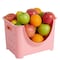 Basicwise Stacking Storage Bins, Plastic, Pink, 9.1 in H, 10.3 in W, 11.1 in L QI003215P - alternate 1