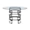 Homeroots 48" Clear And Black Glass And Iron Pedestal Base Round Top Dining Table 569429 - alternate 1