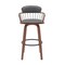Homeroots 30" Gray And Wood Brown Faux Leather Swivel Low Back Bar Height Bar Chair 534444 - alternate 5