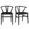Homeroots Set of Two Black Upholstery Wishbone Back Dining Arm Chairs 653943 - alternate 2
