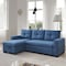 Homeroots 92" Blue Polyester Blend Convertible Futon Sleeper Sofa With Black Legs 544957 - alternate 4