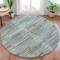 Homeroots 8' Teal Blue And Brown Round Striped Washable Indoor Outdoor Area Rug 631565 - alternate 4