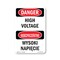 Signmission OSHA Danger Sign, 18" Height, Rigid Plastic, High Voltage Bilingual, 1218-VP-1327 OS-DS-P-1218-VP-1327 - alternate 1
