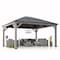 Sunjoy 13 ft. x 15 ft. Cedar Framed Gazebo with Black Steel and Polycarbonate Hip Roof Hardtop A102007651 - alternate 1