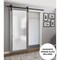 Sartodoors Sturdy Barn Door Frosted Tempered Glass Planum 2102 Black 30x96 Solid Core Modern Interior PLANUM2102BD-B-GA-3096 - alternate 1