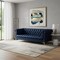 Homeroots 85" Navy Blue Faux Leather Manufactured Wood Sofa 543963 - alternate 7