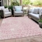 Homeroots 10' X 14' Pink And Ivory Geometric Washable Indoor Outdoor Area Rug 595108 - alternate 5