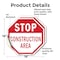 Signmission Stop Construction Area, 18 inch X 18 inch, Vinyl Decal, 2PK OC-D-2PACK-18-43 - alternate 3
