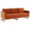 Leisuremod Lincoln Upholstered Velvet Sofa with Gold Frame, Orange Marmalade LA83OR - alternate 1