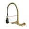 Kingston Brass Double-Handle Wall-Mount Pre-Rinse Bridge Kitchen Faucet, Brushed Brass GS8287CTL - alternate 1