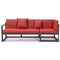 Leisuremod Chelsea Black Sectional With Adjustable Headrest & Coffee Table With Red Cushions CSLBL-80R - alternate 4