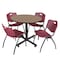 Regency Round Kobe Breakroom Table W/ 4 M Stack Chairs, 36 in W, 36 in L, Noble Oak TKB36RNDNO47BY - alternate 1