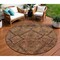 Homeroots 8' Orange Copper And Brown Round Floral Washable Indoor Outdoor Area Rug 588908 - alternate 1