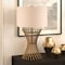 Homeroots 25" Antiqued Brass Metal Adjustable Table Lamp With White Drum Shade 524524 - alternate 7