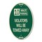 Signmission 10 Minute Parking Violators Will Be Towed Awa, 12 In X 18 In Architectural, Heavy Gauge Aluminum A-OV-G-1218-24641 - alternate 1