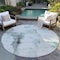 Homeroots 8' Teal Blue Silver And Gray Round Abstract Washable Indoor Outdoor Area Rug 582688 - alternate 6