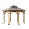Sunjoy 13ft x 13ft  Cedar Framed Octagon Gazebo, Brown Double Tiered Steel Hardtop Roof A102007900 - alternate 4