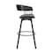 Homeroots 27" Gray and Black Faux Leather with Metal Swivel Counter Height Bar Chair 534452 - alternate 6