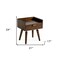 Homeroots Classic Dark Walnut Acacia Wood Nightstand with Single Drawer 473026 - alternate 4