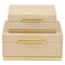 Homeroots Set of Two Taupe And Gold Square Nesting Decorative Storage Boxes With Lids, 2PK 712921 - alternate 1